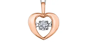 10K Rose/White Gold "Pulse" Heart Shaped Pendant with Diamond and Chain