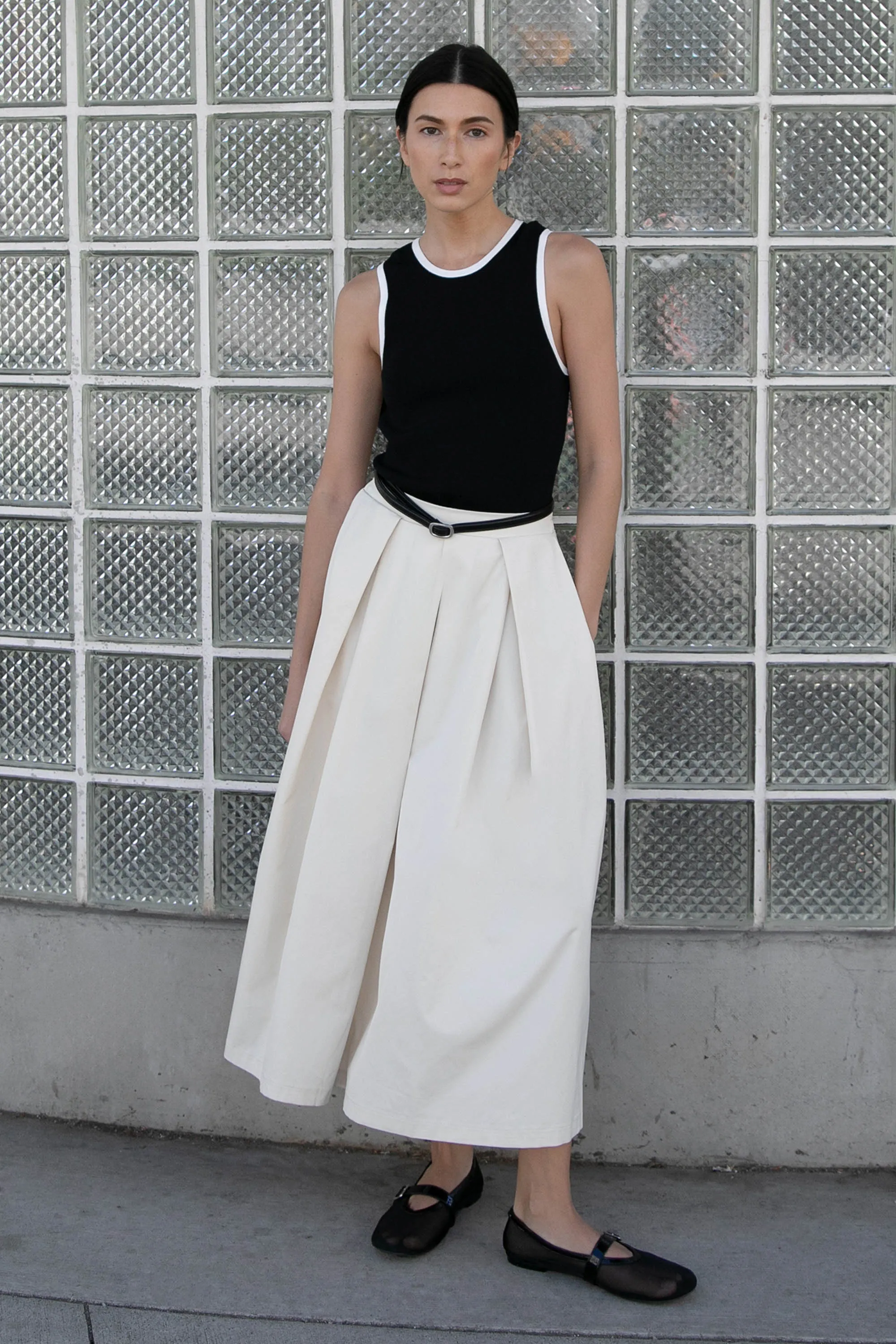 A-LINE MIDI SKIRT WITH PLEATS