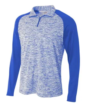 A4 N4249 1/4 Zip Long Sleeve Space Dye w/ Contrast - Royal