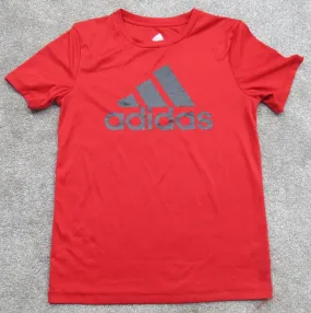 Adidas T-Shirt Youth Boys Medium M Red Round Neck Graphic Sports Logo T-Shirt