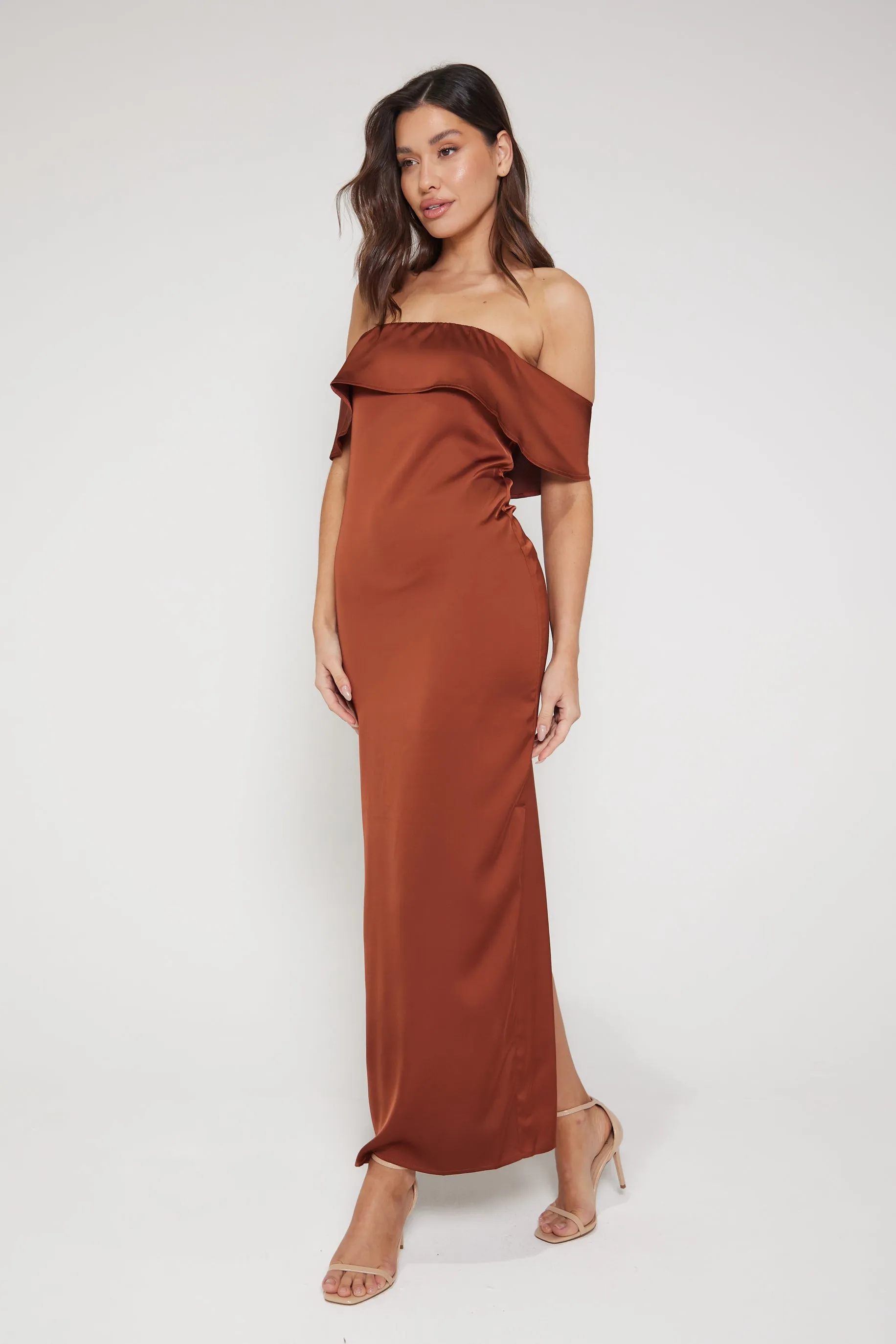 Aimee Bardot Maxi Dress - Rust