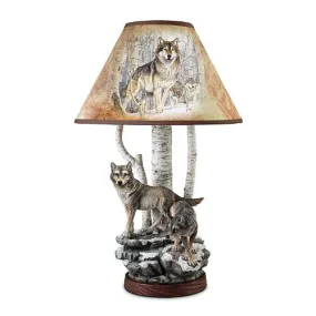 Al Agnew Spirit of The Forest Wolf Art Table Lamp by The Bradford Exchange