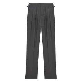 Aleks Dark Grey Wool Flannel Trousers