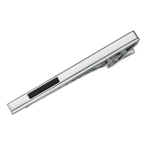 Alpine Stainless Steel Black Onyx Polished Steel Rectangular Tie Bar