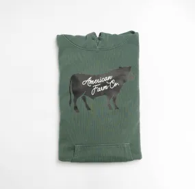 American Farm Co Black Cow Green Hoodie