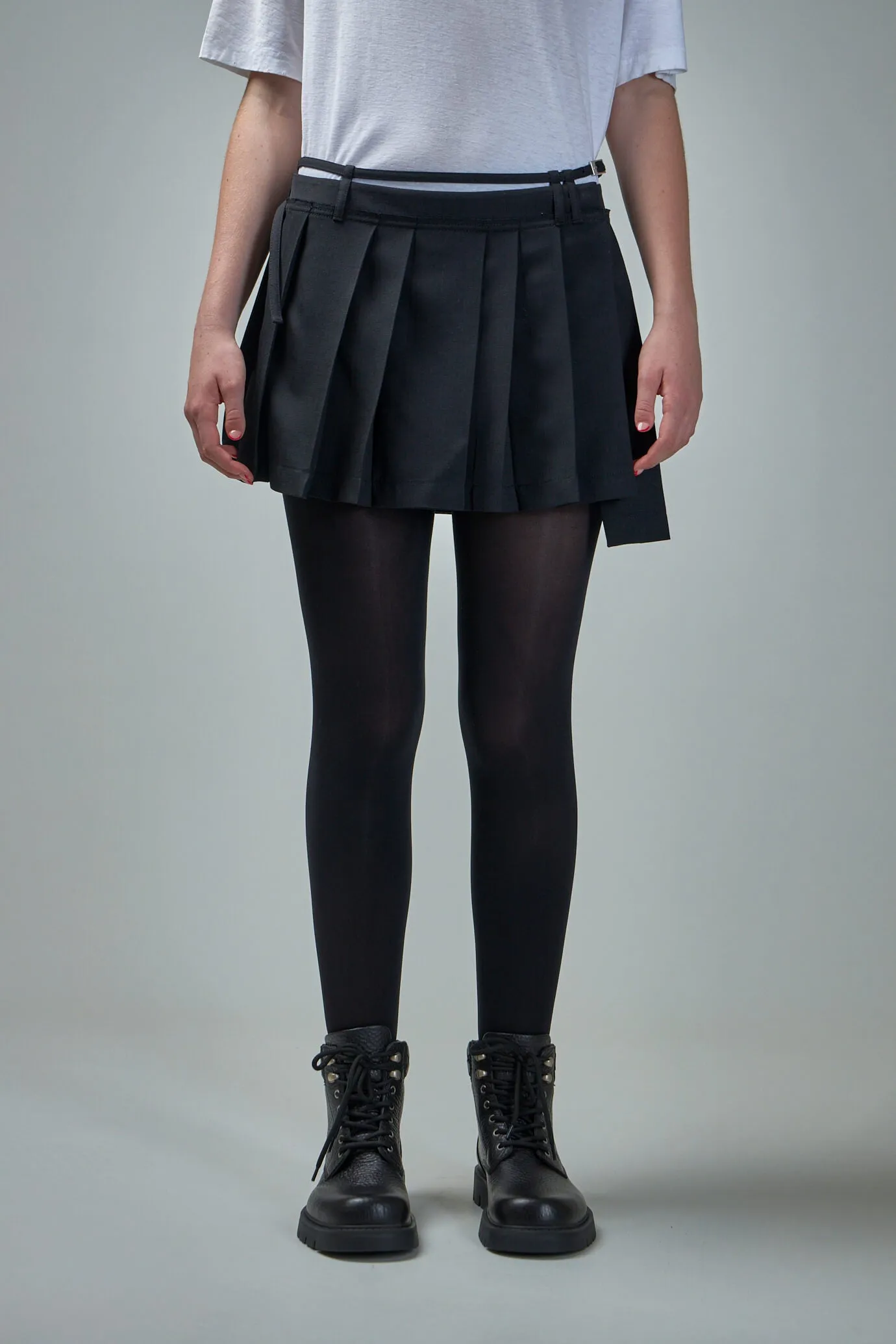 Asymmetric Pleated Skirt