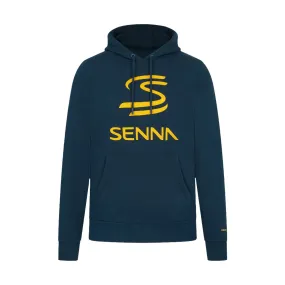 Ayrton Senna Men's Logo Hooded Sweatshirt - Navy Blue