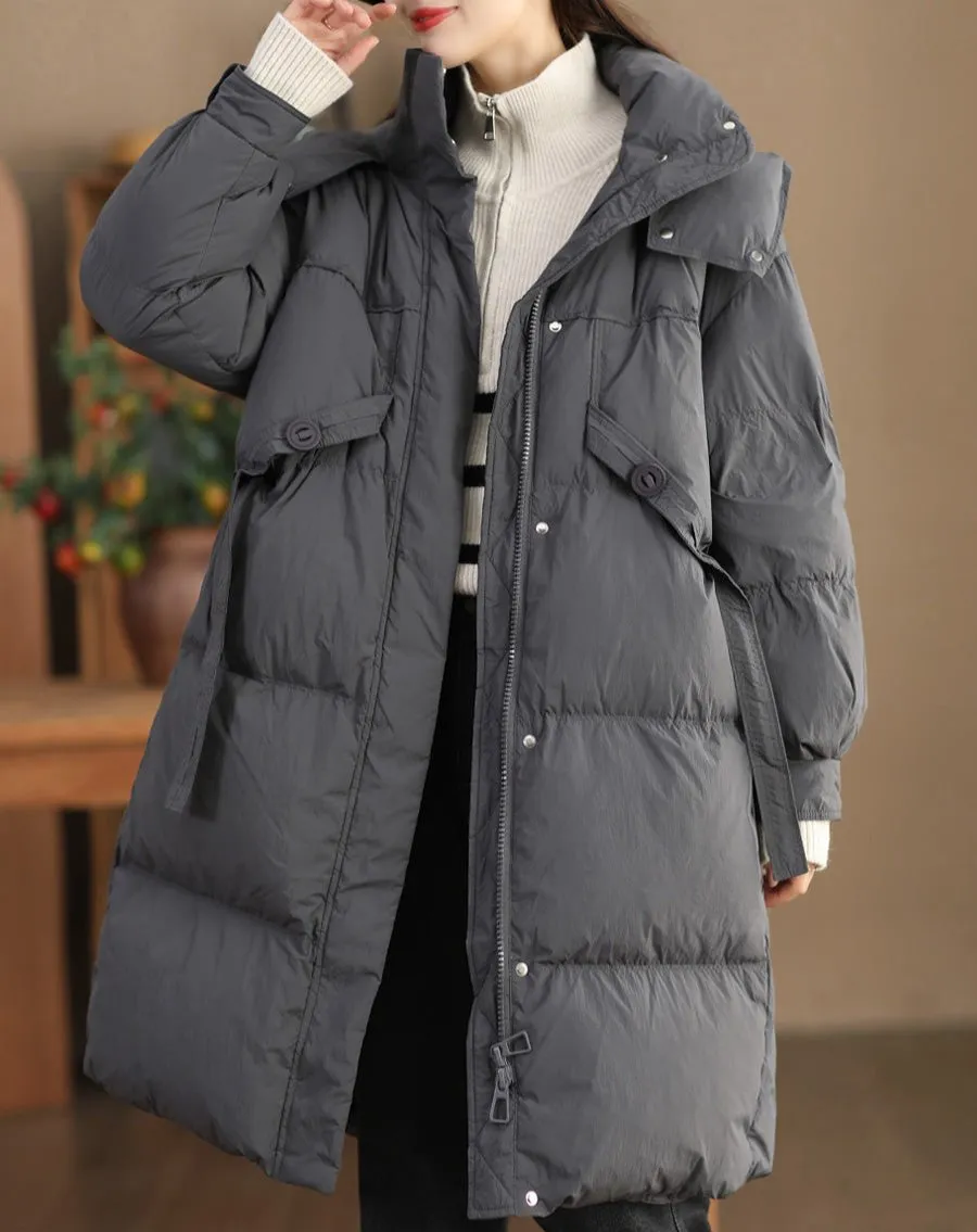 Babakud Women Winter Hooded Thick Warm Puffer Long Coat