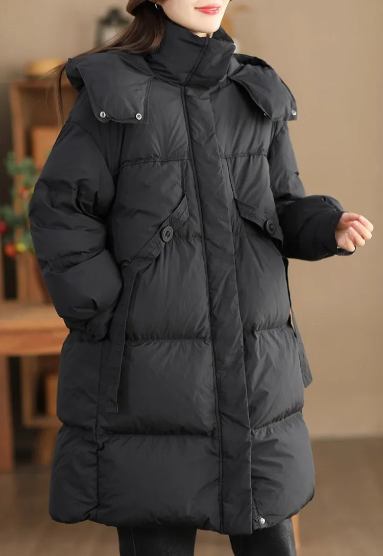 Babakud Women Winter Hooded Thick Warm Puffer Long Coat