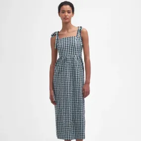 Barbour Abigail Gingham Midi Dress In Blue Haze