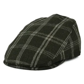 Barbour Hats Cheviot Windowpane Flat Cap With Earflaps - Olive-Ecru