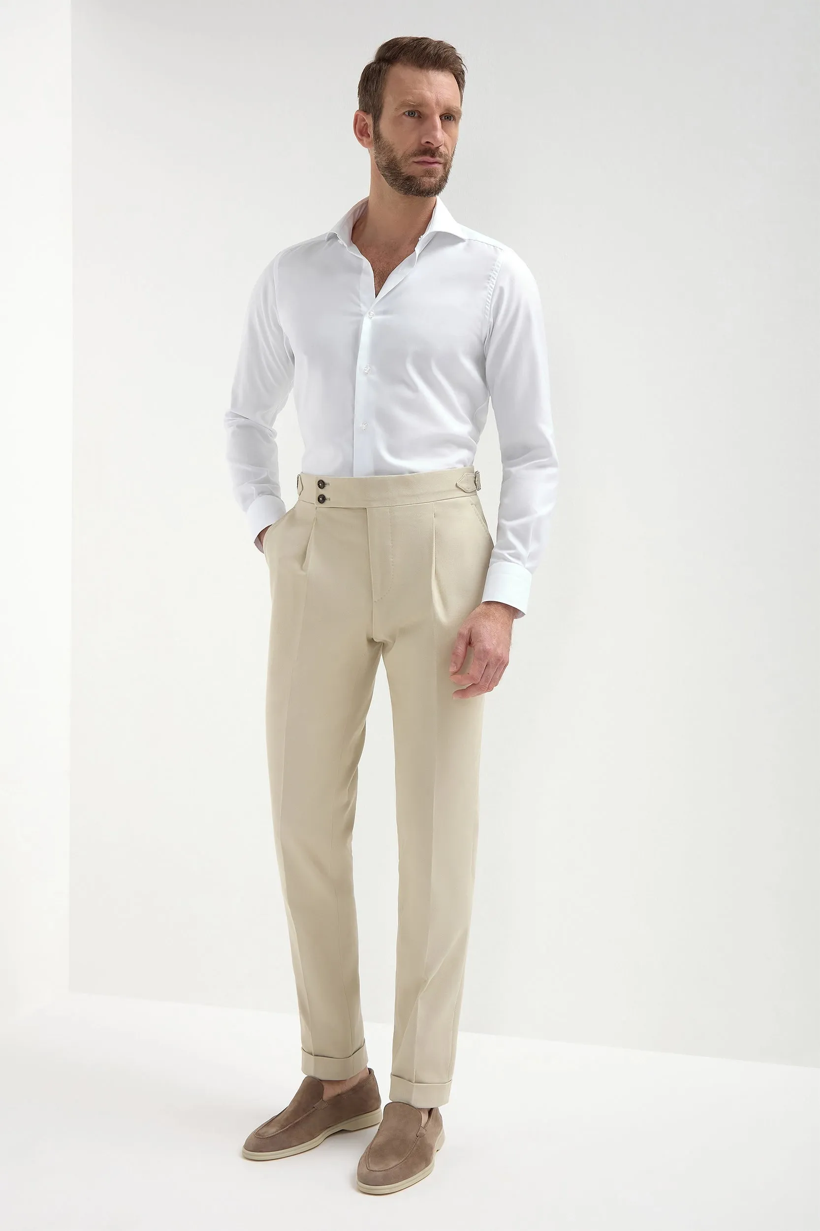 Beige cotton Soragna trousers - Made in Italy