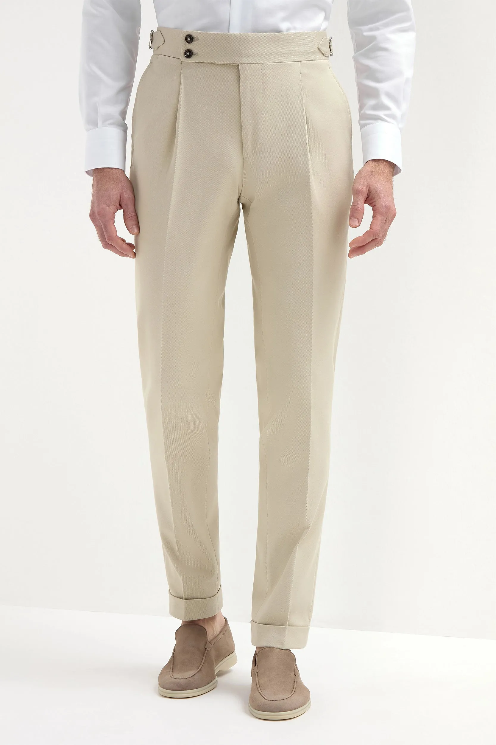 Beige cotton Soragna trousers - Made in Italy