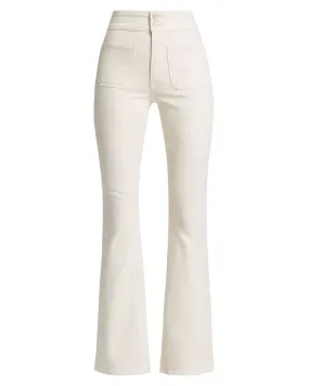 Beverly Skinny Flared Patch Pocket Jeans in Ecru