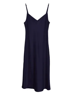 Bias Slip Dress in Deep Navy - The Cabaret