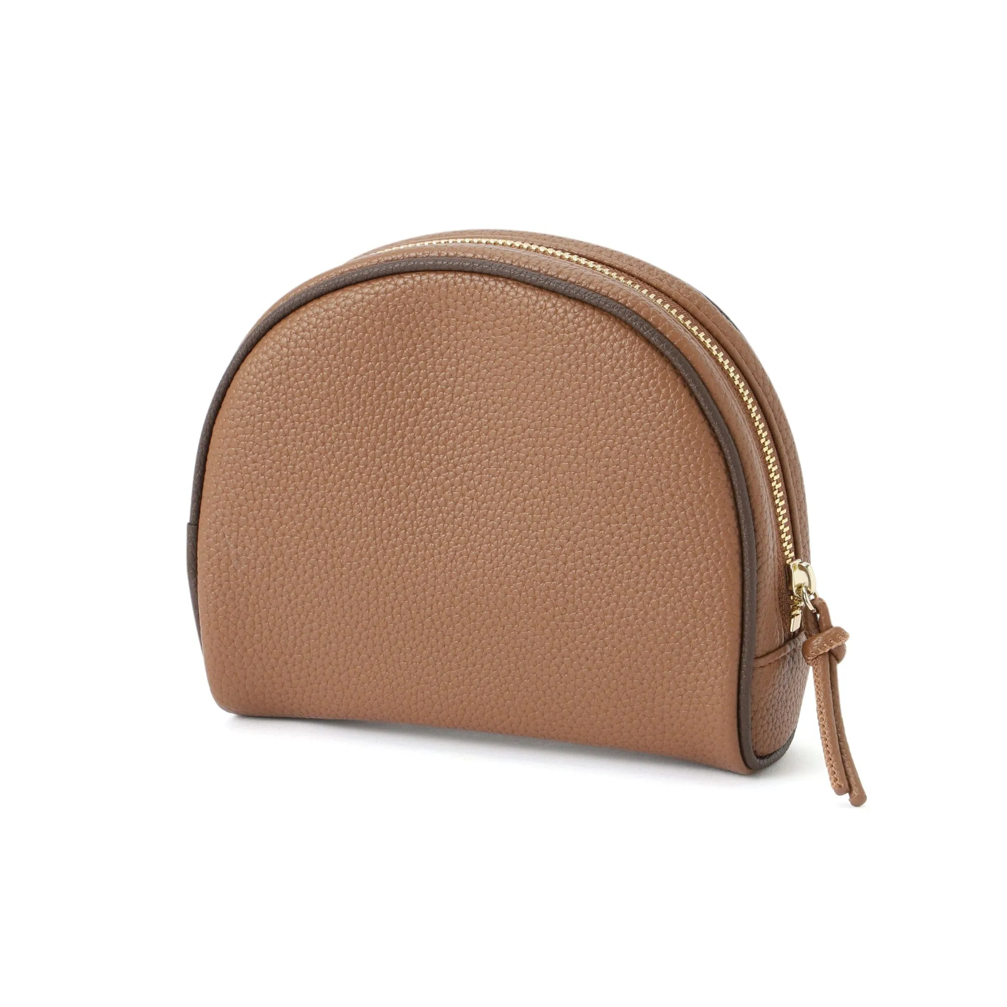 Bicolor Round Pouch Brown