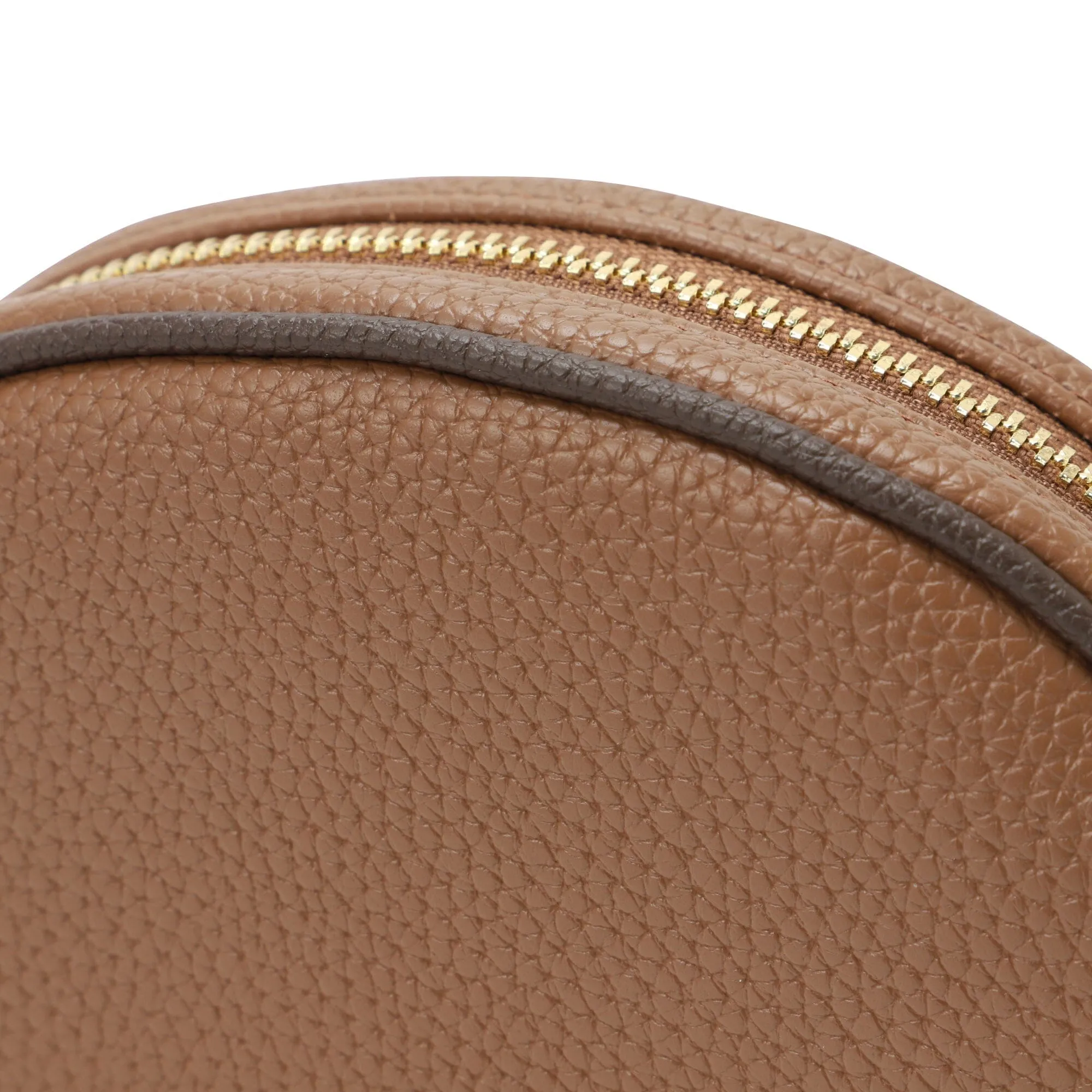 Bicolor Round Pouch Brown