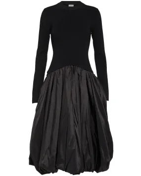 Black Kenlie Long Sleeve Mock Neck Midi Dress