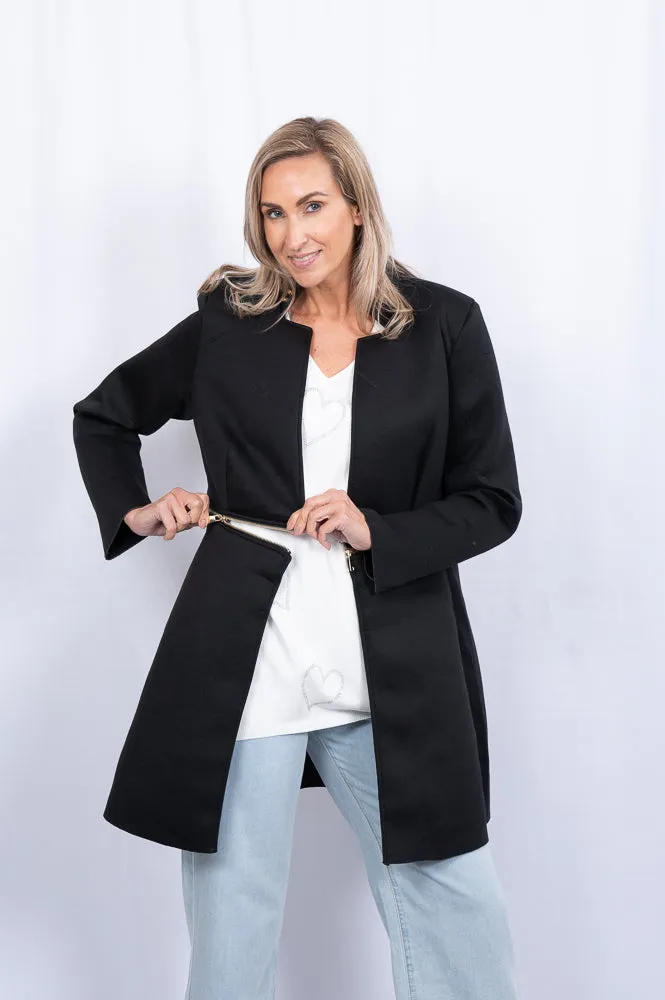 Black neoprene with zip detail coat | HALF WAY ZIP COAT