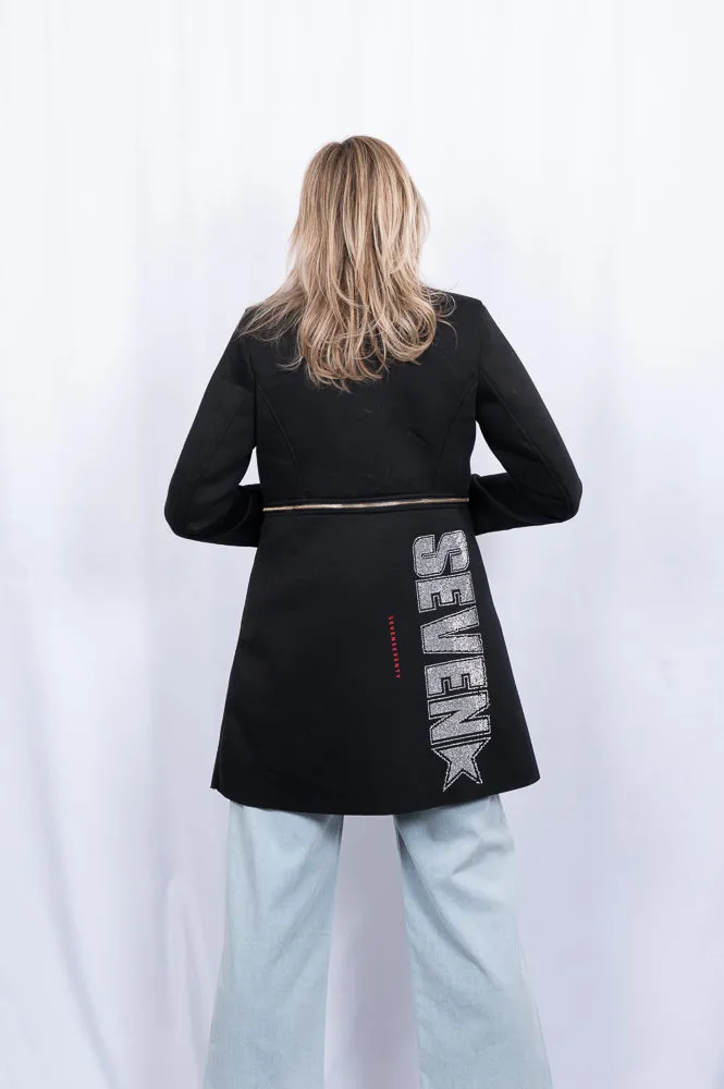 Black neoprene with zip detail coat | HALF WAY ZIP COAT