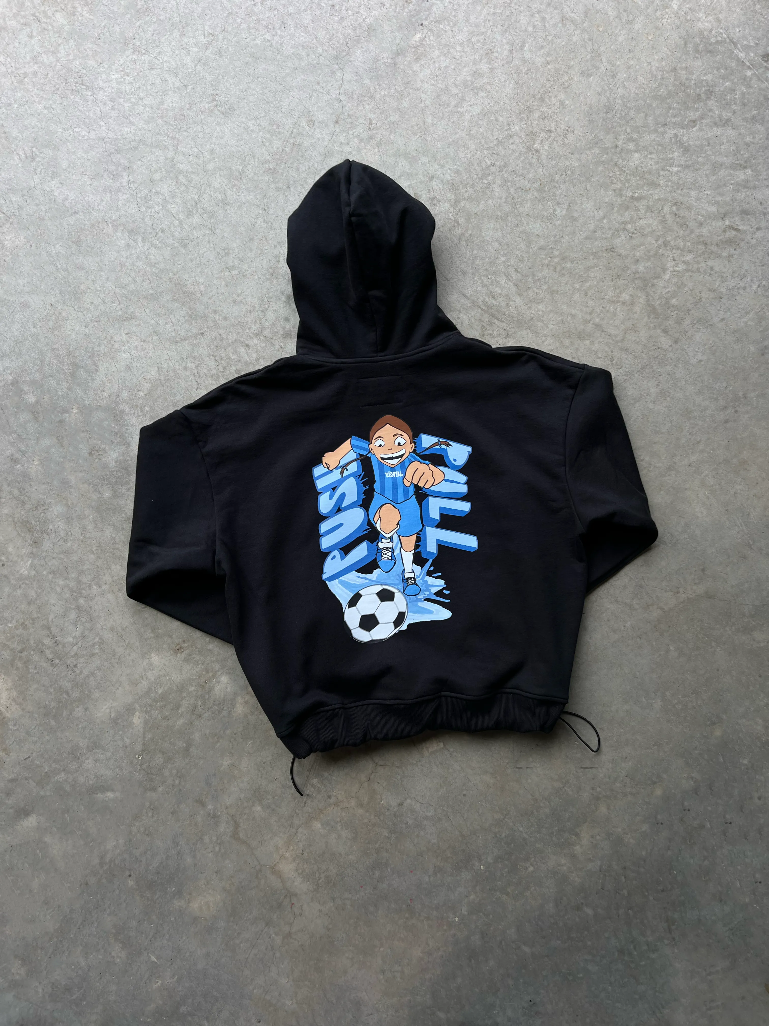 BLACK SOCCER GRAPHIC HOODIE