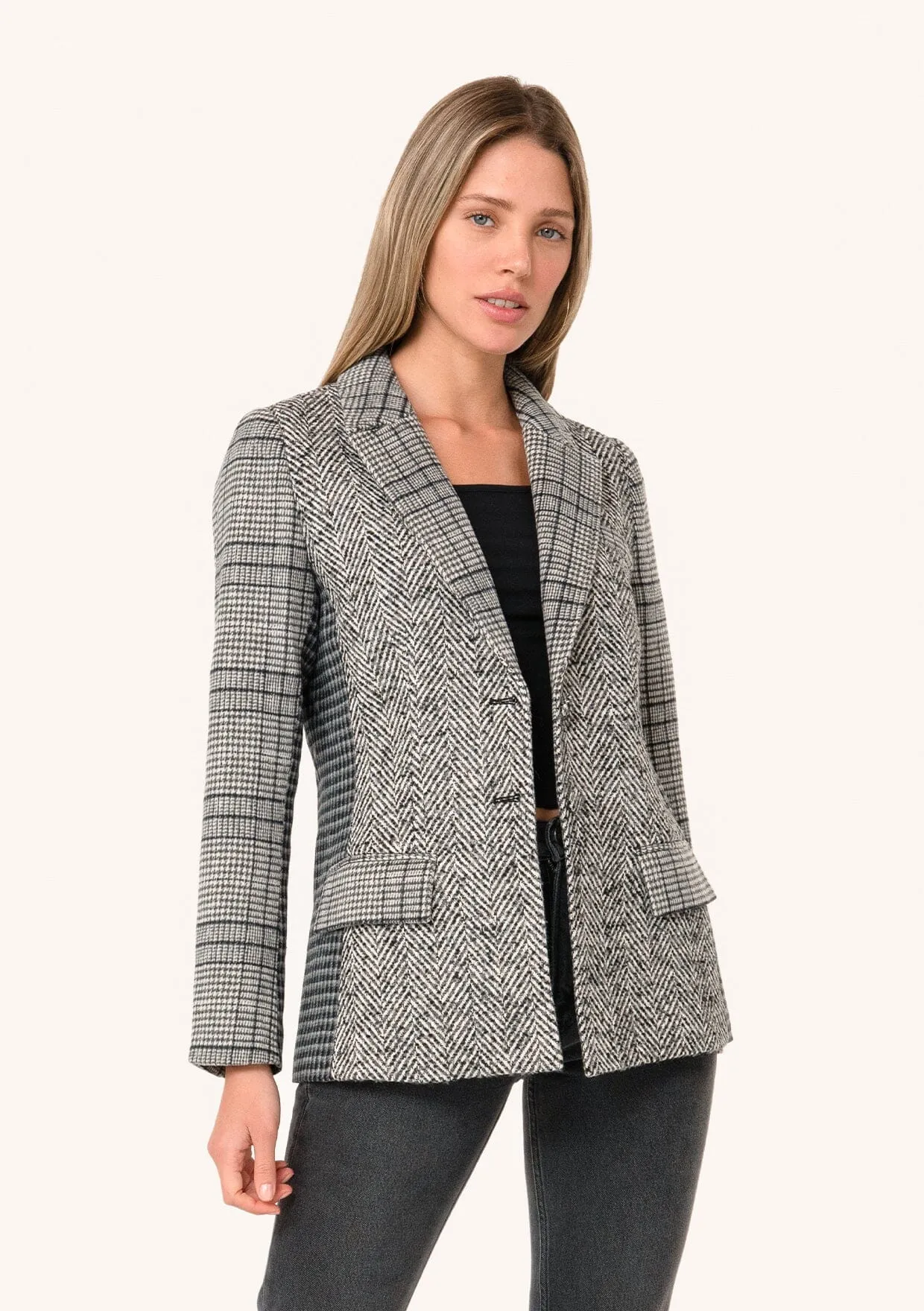 Blakely Patchwork Plaid Blazer