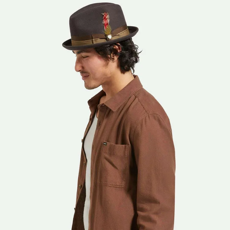 Brixton 20th Anniversary Gain Fedora - Chocolate/Gold