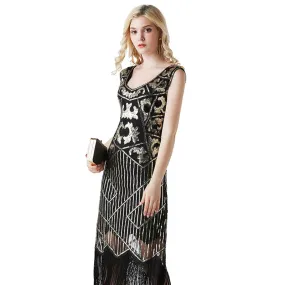 Calf-Length 1920s Dress with Tassels