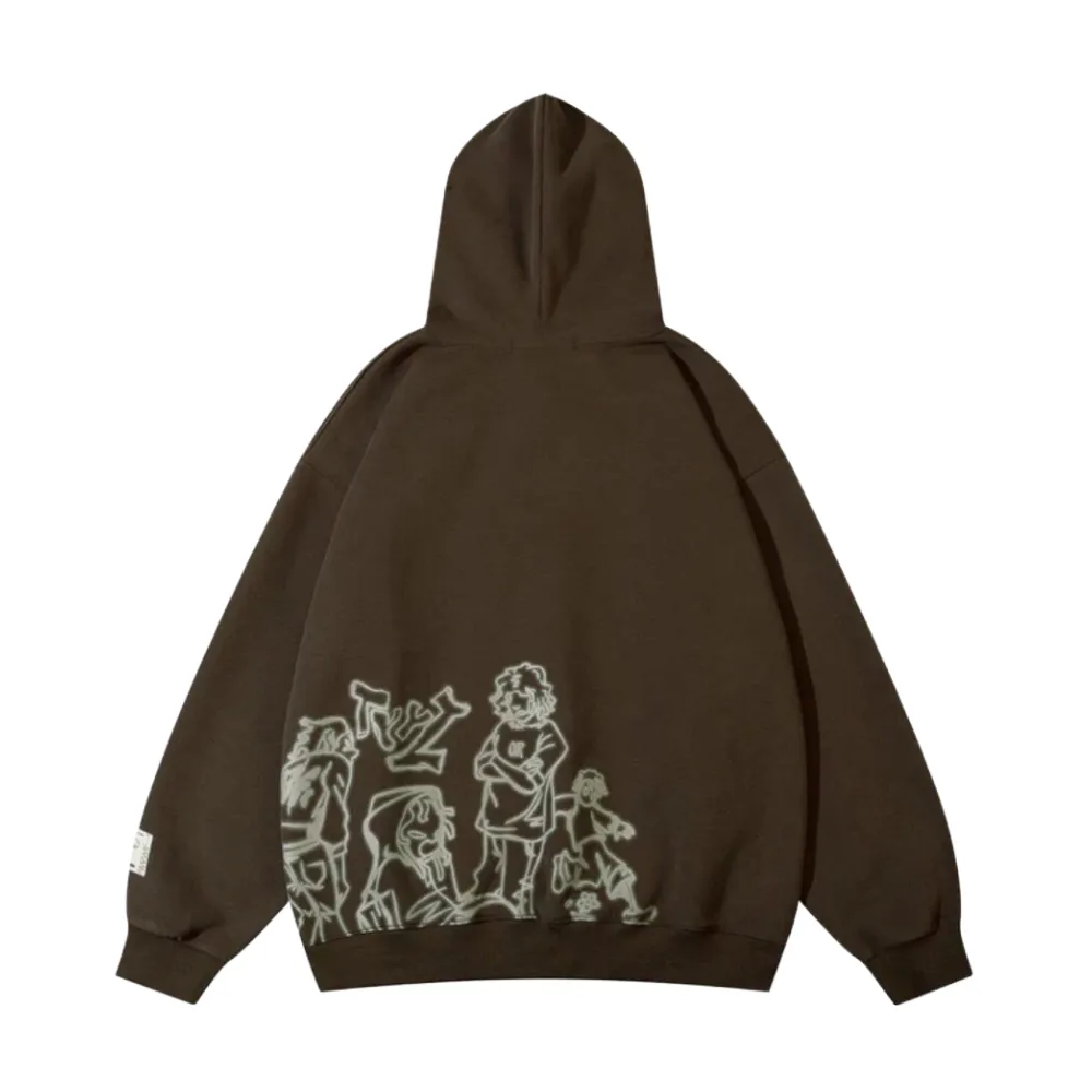 “Cartoon Line Character” Hoodie