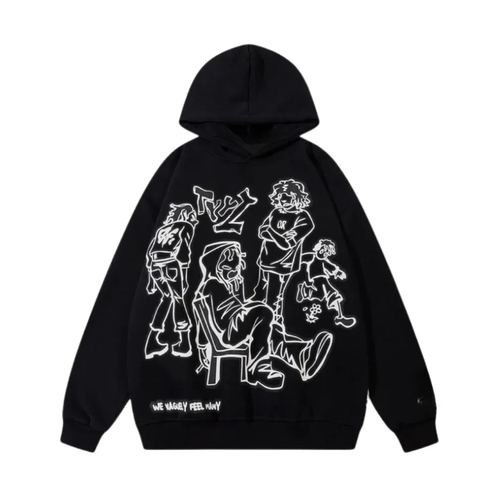 “Cartoon Line Character” Hoodie