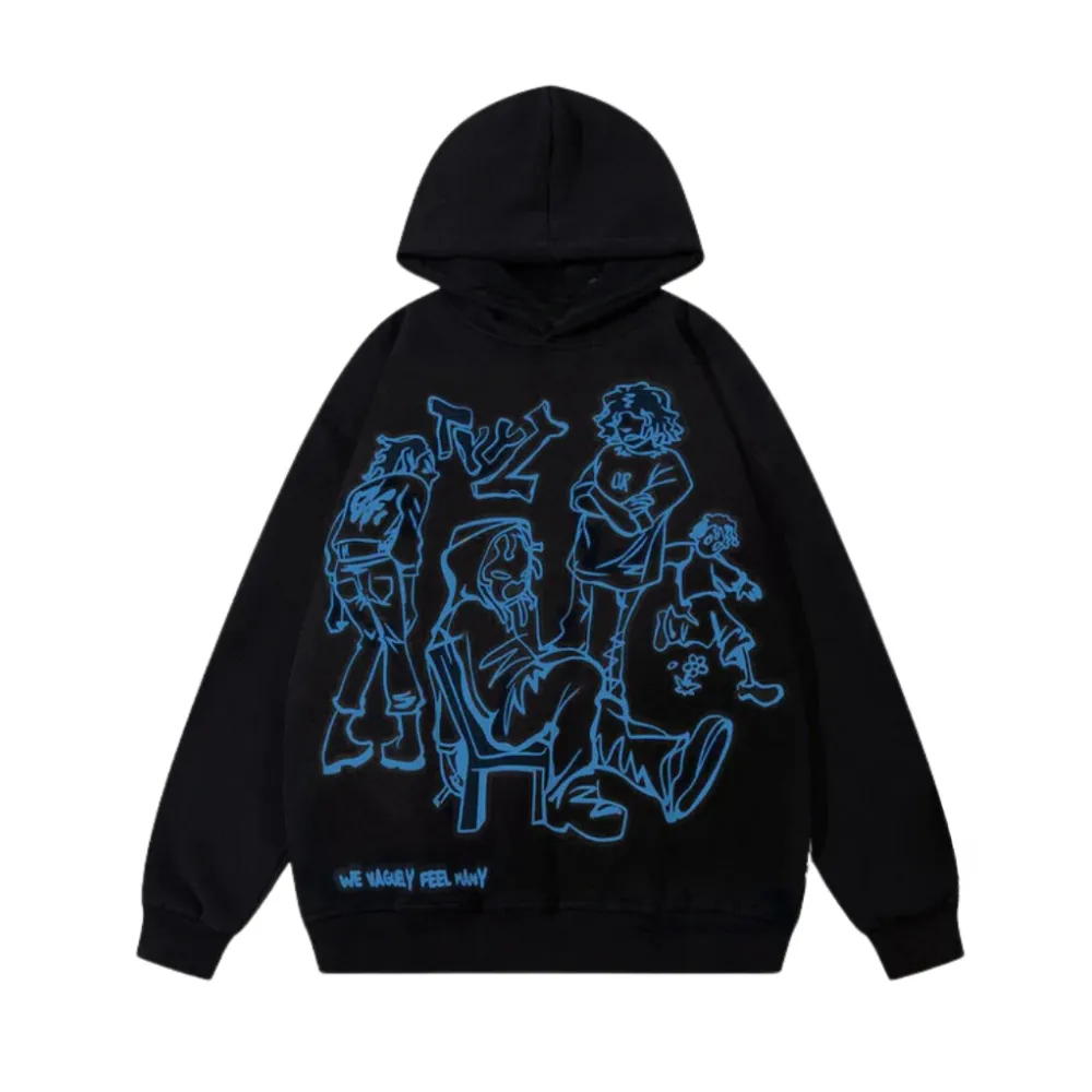 “Cartoon Line Character” Hoodie