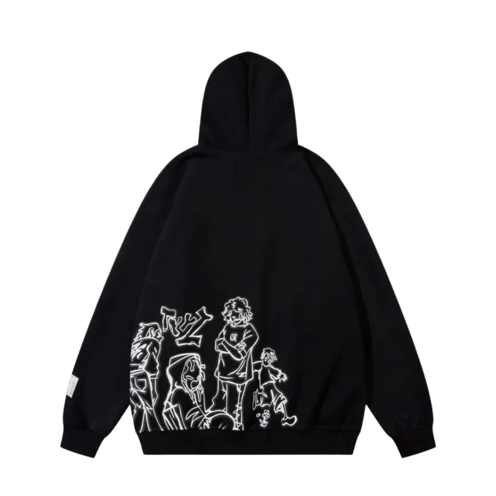 “Cartoon Line Character” Hoodie