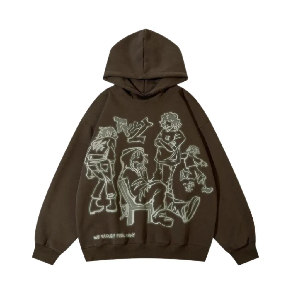 “Cartoon Line Character” Hoodie