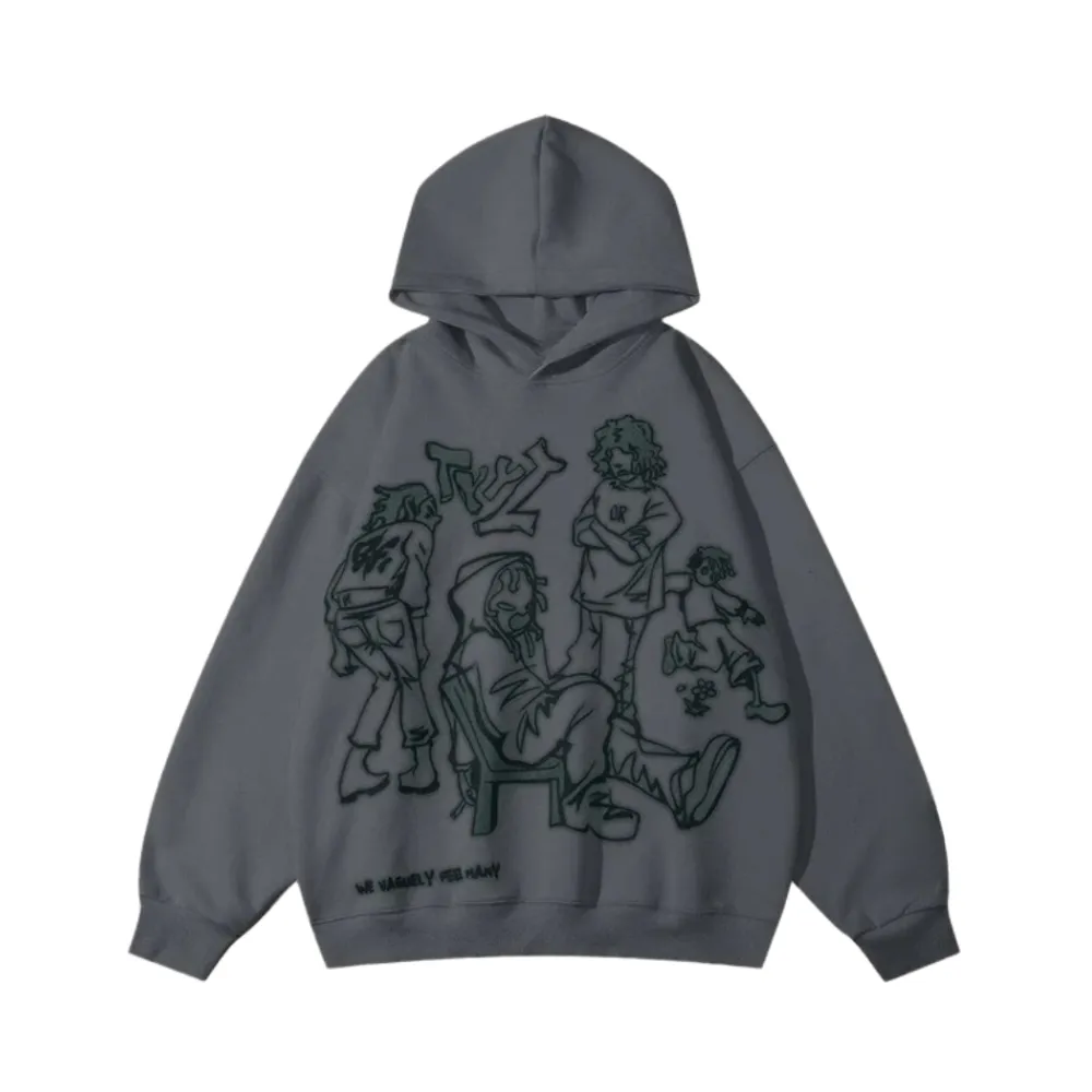 “Cartoon Line Character” Hoodie