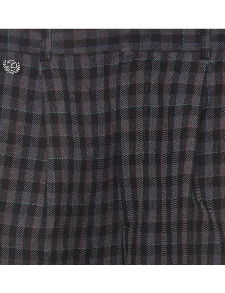 Checked Pattern Grey & Black Trousers - W33 L30