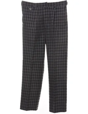 Checked Pattern Grey & Black Trousers - W33 L30