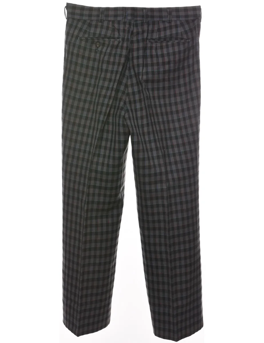 Checked Pattern Grey & Black Trousers - W33 L30