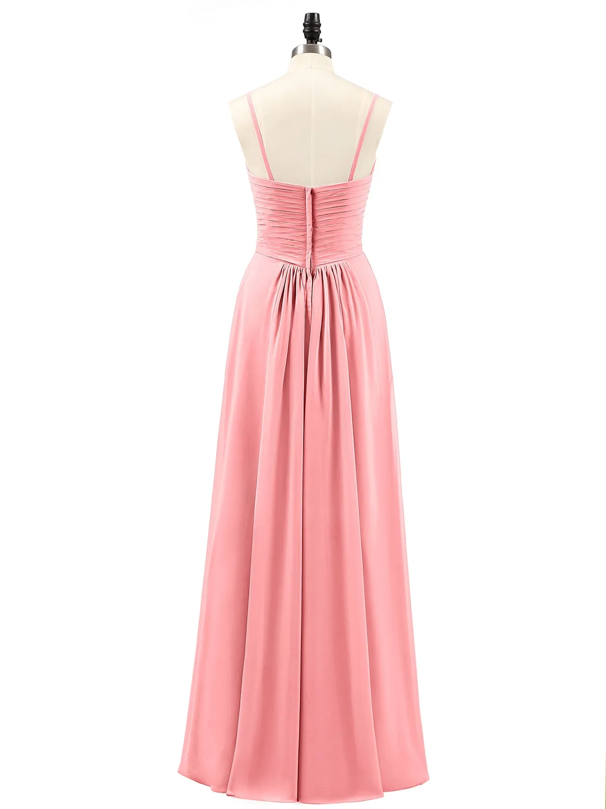 Chiffon Bridesmaid Dresses with Cascade Skirt-Flamingo