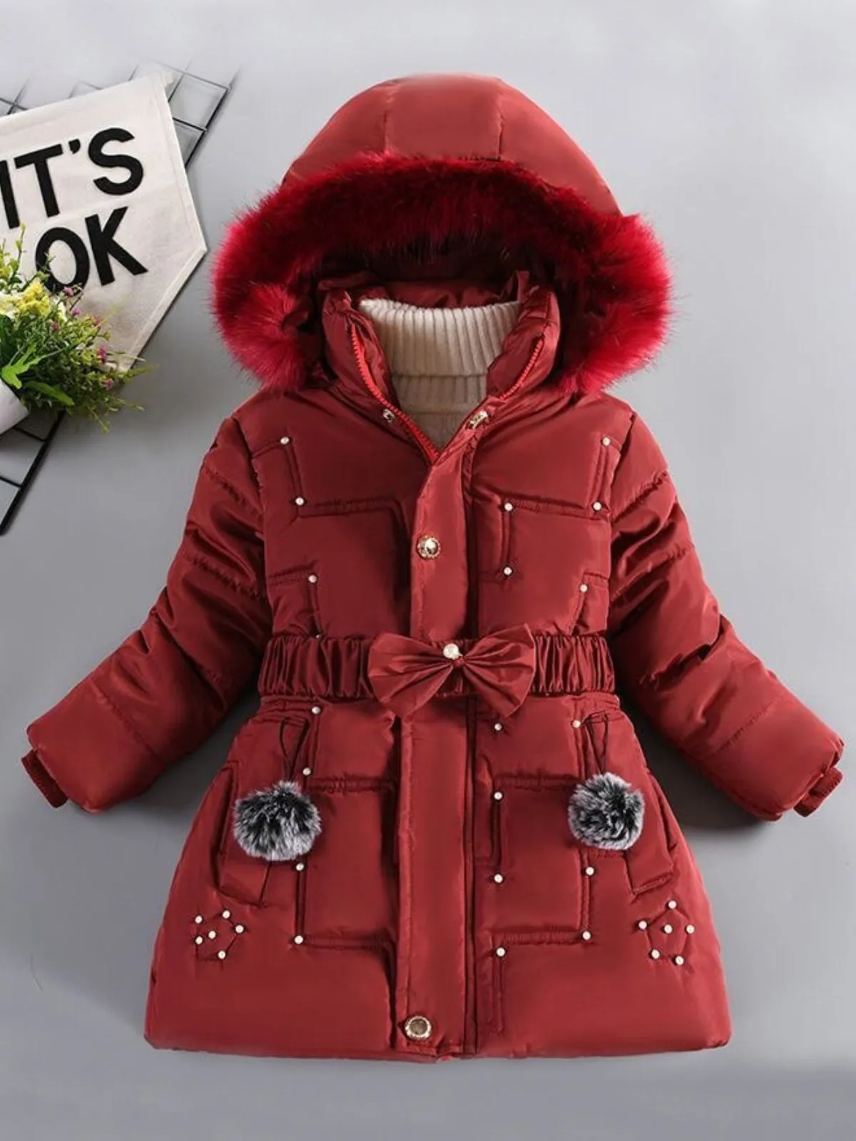 Chill and Chic Pearl Embellished Winter Jacket