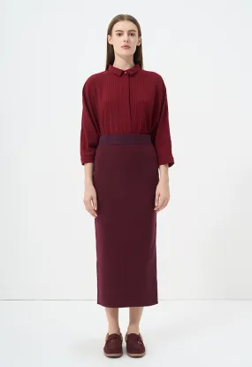 Choice Knitted Solid Maxi Skirt Burgundy