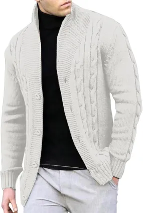 Chunky Knit Sweater,Cable Knit Cardigan Button Down V Neck Ribbed Knitted Cardigans S23125  L