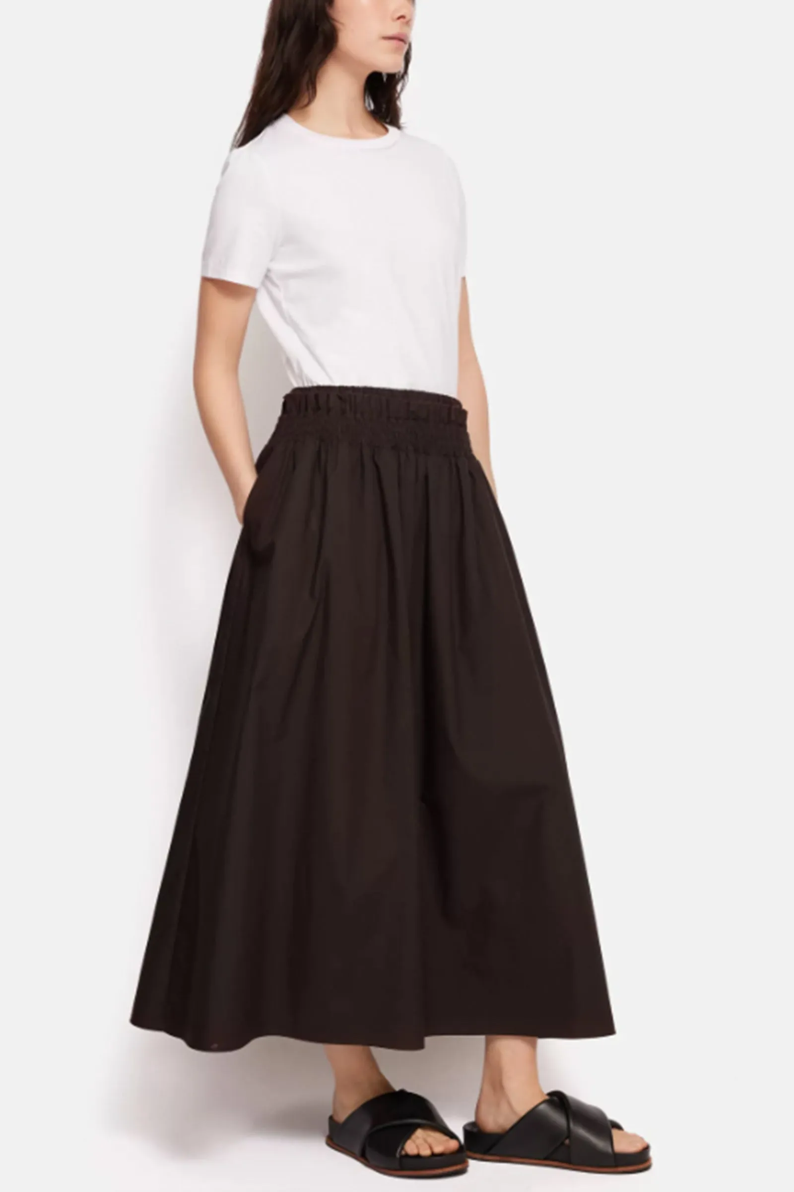 Cotton Poplin Midi Skirt