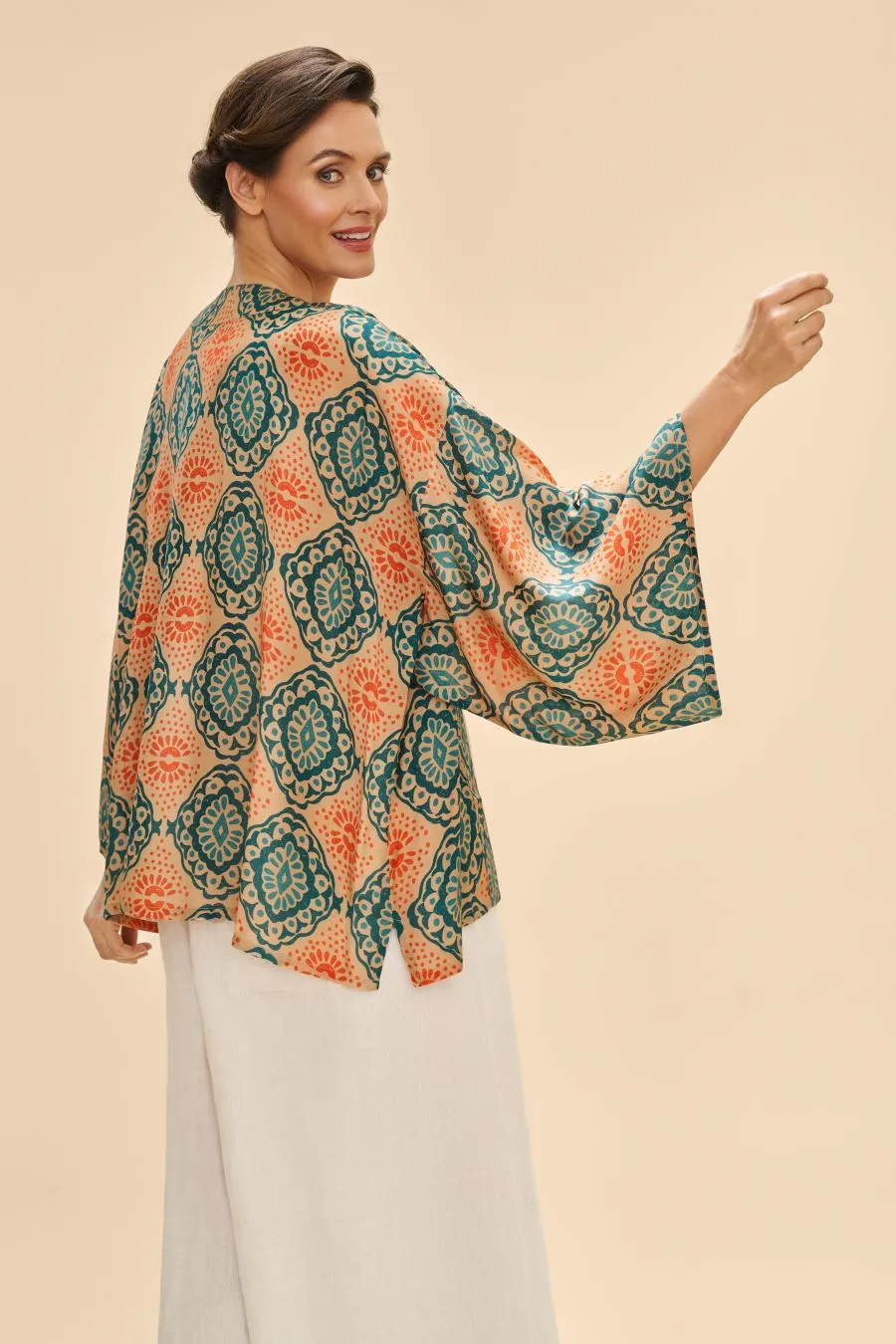 Cream Batik Kimono Jacket