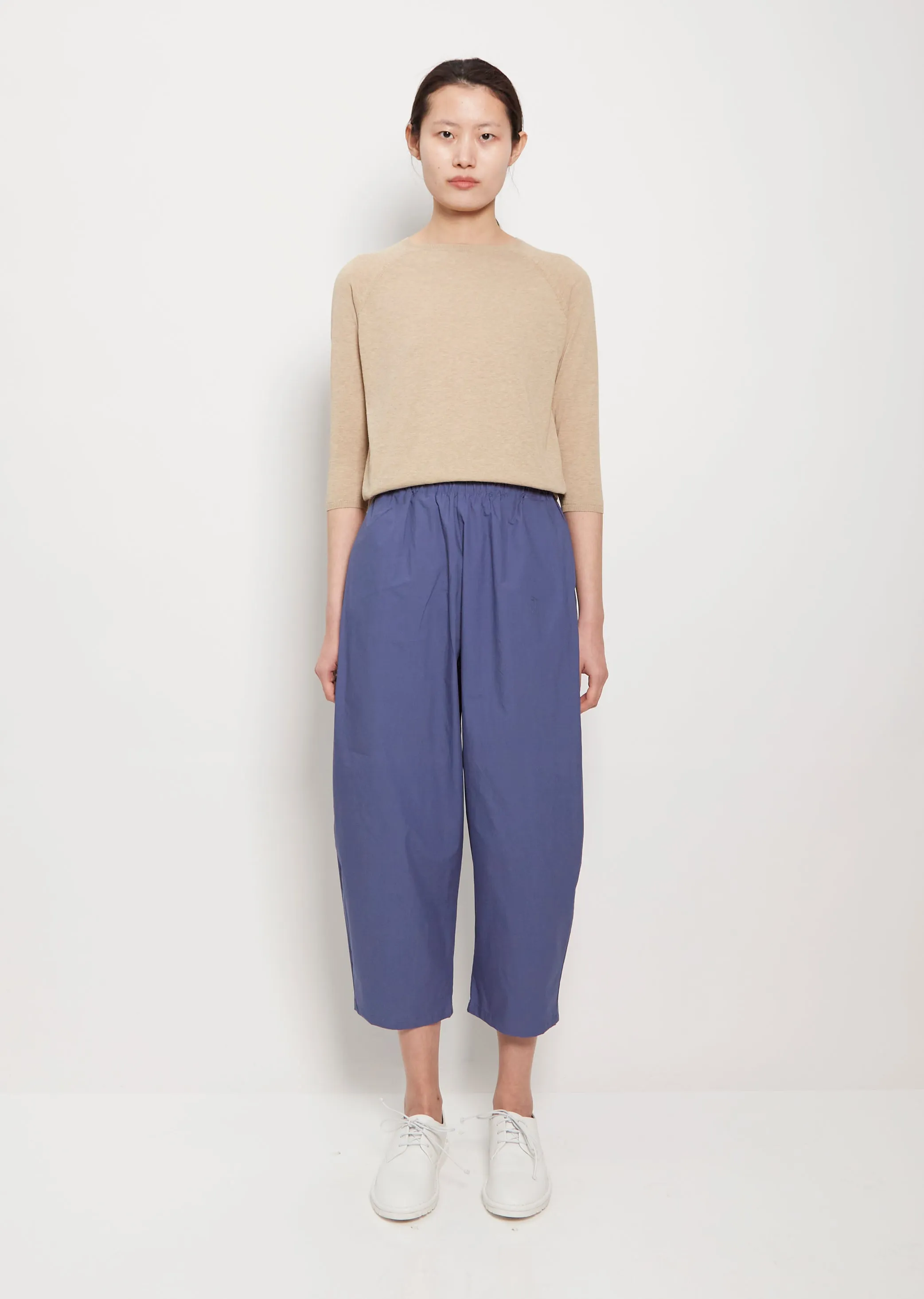 Cropped Cotton Balloon Trousers — Sugar Blue