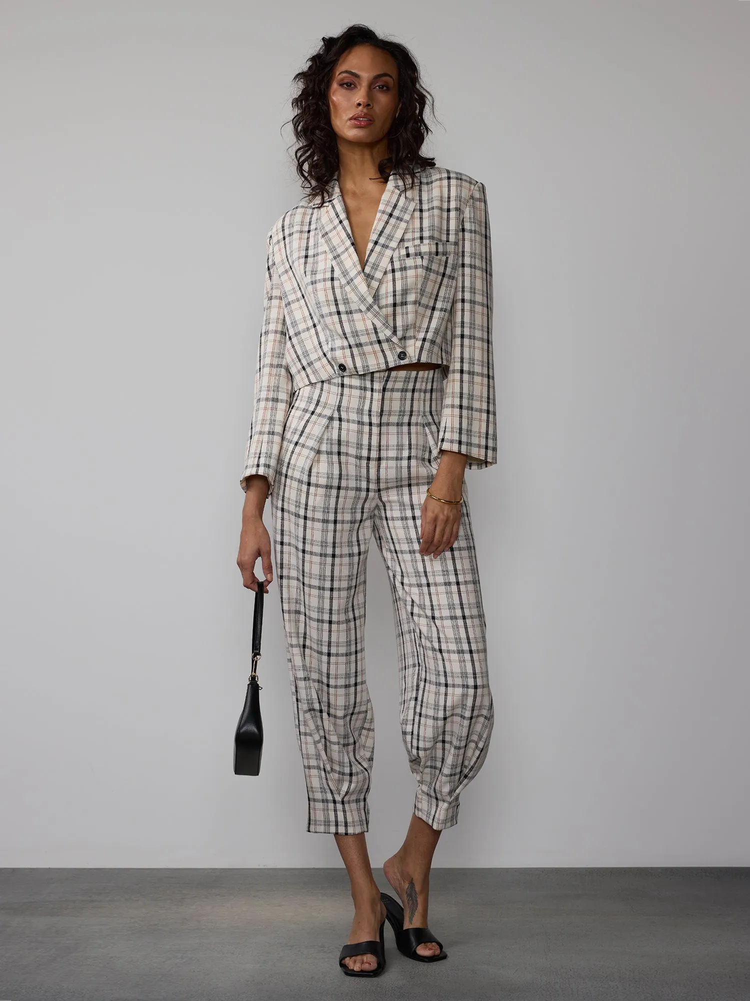 Cropped Spring Plaid Blazer