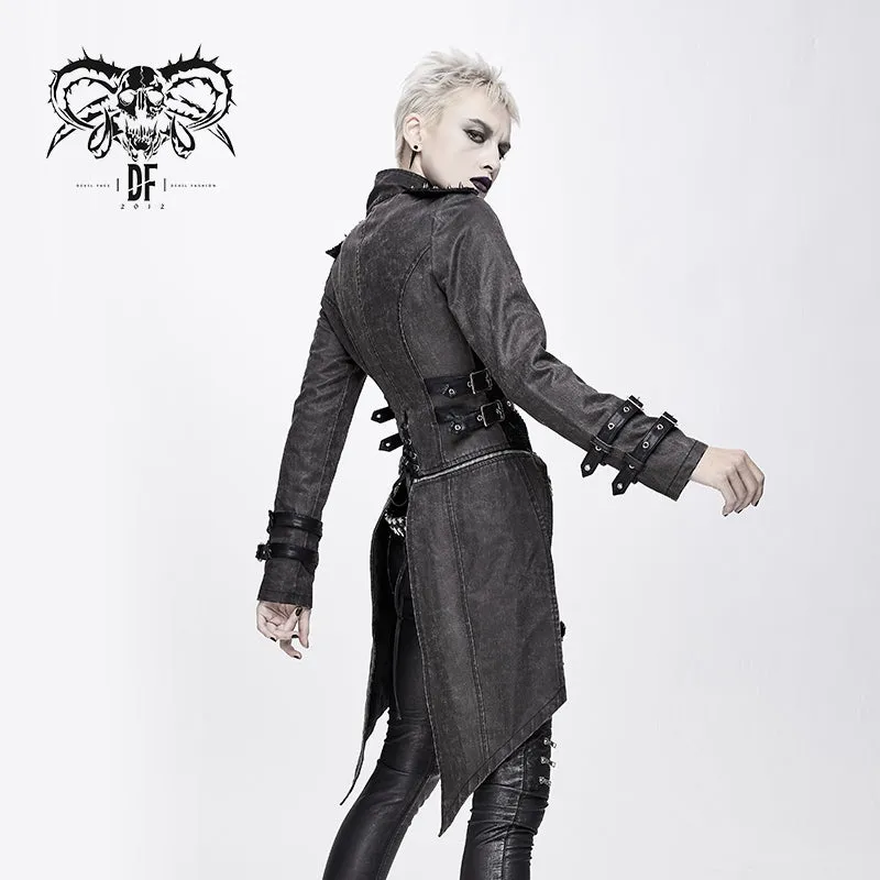 CT131 five-pointed star spiked zipper up punk mesh women coat with loops