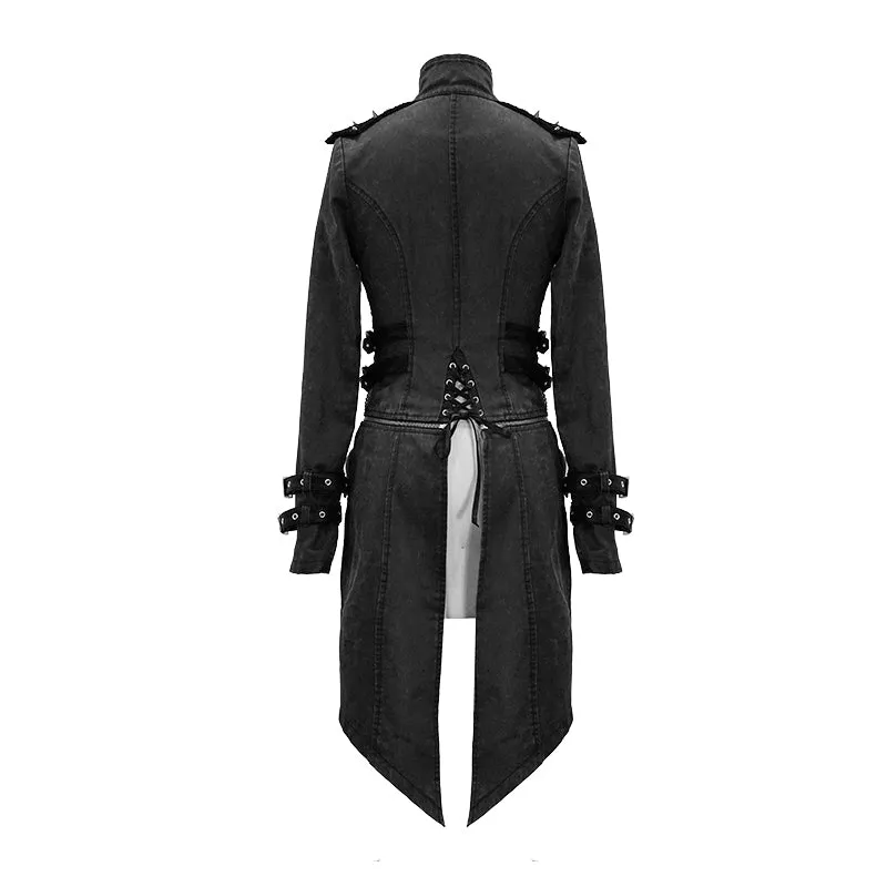 CT131 five-pointed star spiked zipper up punk mesh women coat with loops