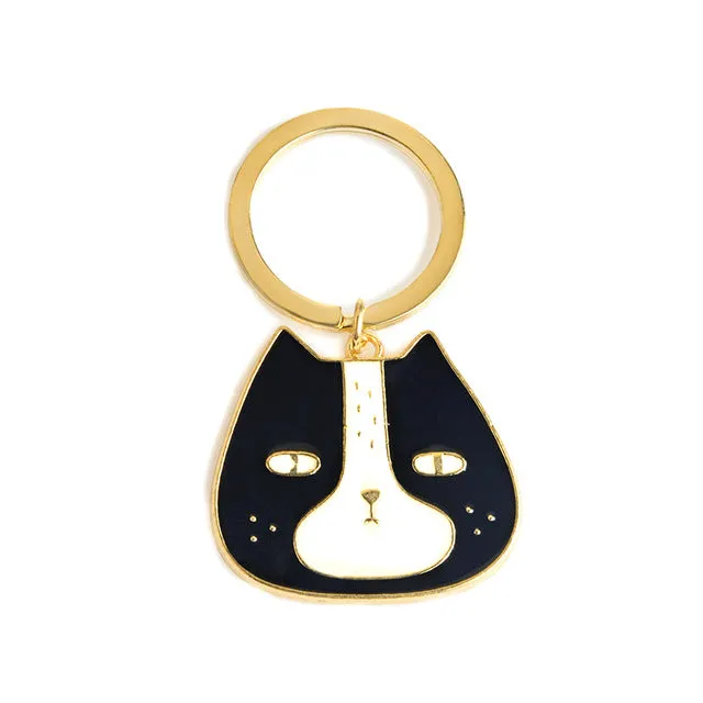 Cute Animal Keychain Dog Black Cat Kitty Polar Bear Crocodile Fox Key Chain Corgi Bulldog Puppy  Keyring Accessories Pet Jewelry