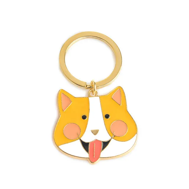 Cute Animal Keychain Dog Black Cat Kitty Polar Bear Crocodile Fox Key Chain Corgi Bulldog Puppy  Keyring Accessories Pet Jewelry