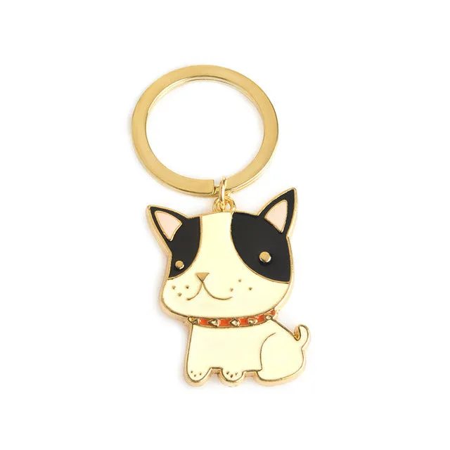 Cute Animal Keychain Dog Black Cat Kitty Polar Bear Crocodile Fox Key Chain Corgi Bulldog Puppy  Keyring Accessories Pet Jewelry